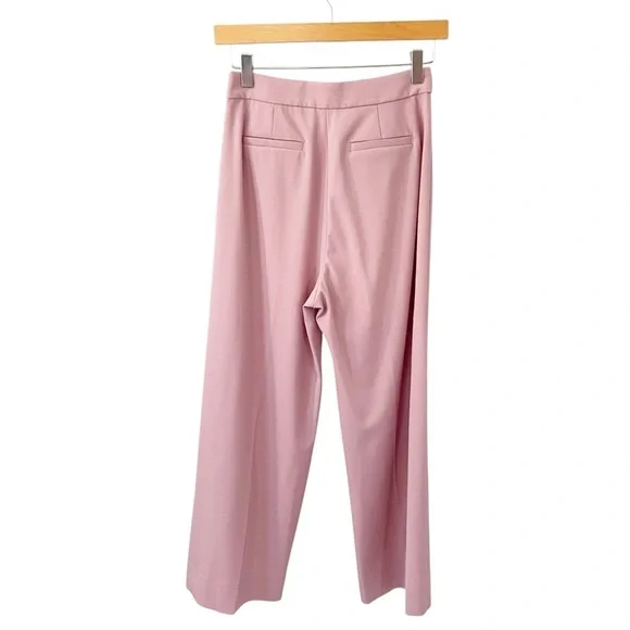 Rebecca Taylor Stretch Wool Spring Cropped Wide Leg Pant Dusty Rose size 0 - Picture 7 of 8